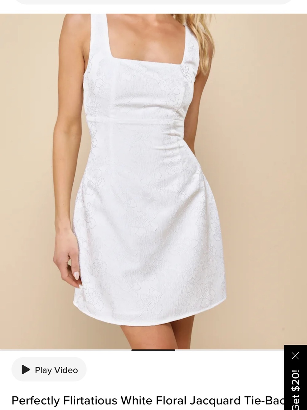 Lulu's White Floral Jacquard Square-Neck Mini Dress
